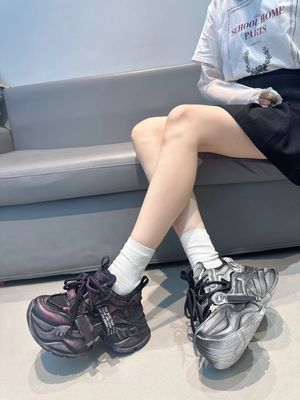 欧货真皮厚底老爹鞋女2026新款百搭增高休闲运动板鞋学生面包鞋子