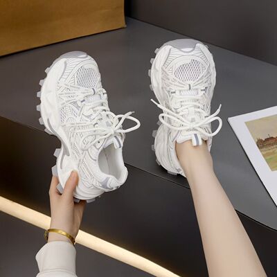2026年新款厚底增高小白鞋女网面透气休闲运动鞋时尚百搭跑步鞋潮