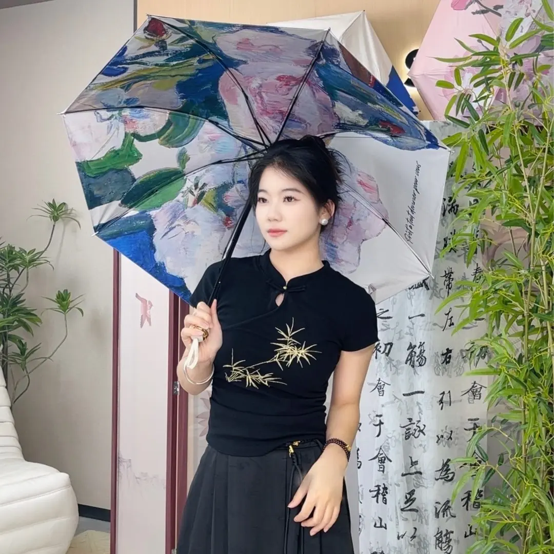 【双面双花】防紫外线防晒油画防雨遮阳晴雨两用伞