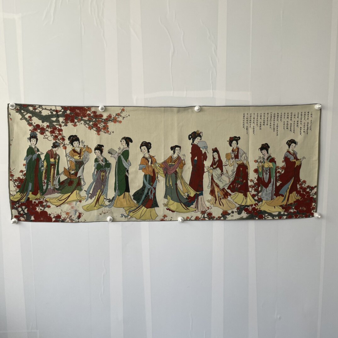 古玩仿古收藏刺绣唐卡织绣湘绣美女人像丝织十二金钗古代美女图