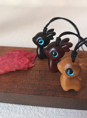 复古国风檀木小鹿吊坠长款项链