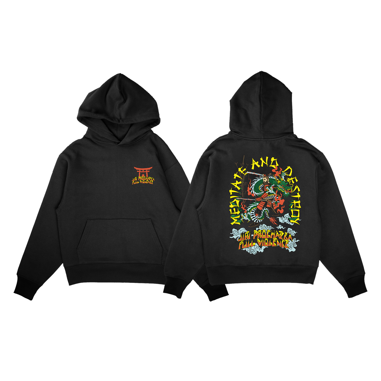 2025新版型UFC怪鸟与龙350克抓绒印花直喷连帽卫衣MMA