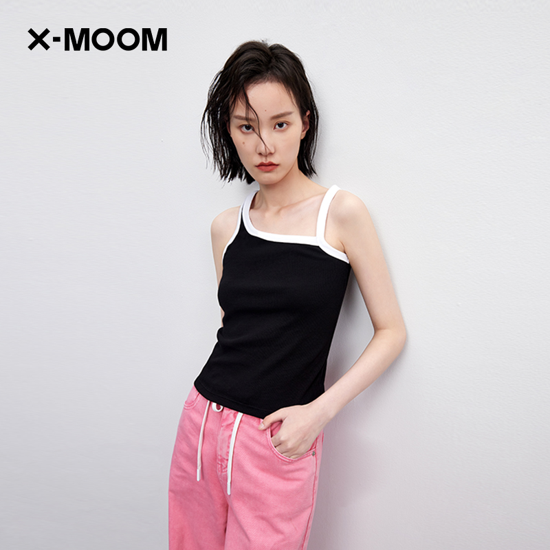 X--MOOM不对称宽窄肩吊带衫