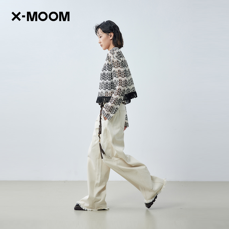 X--MOOM民族风图案流苏针织衫