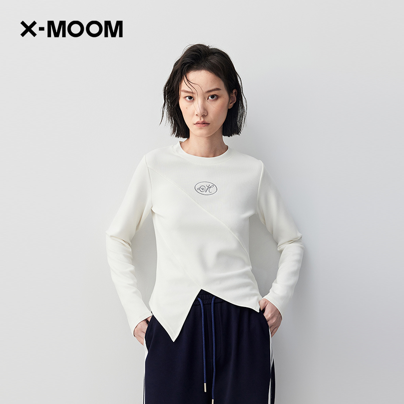 X--MOOMlogo刺绣标长袖T恤
