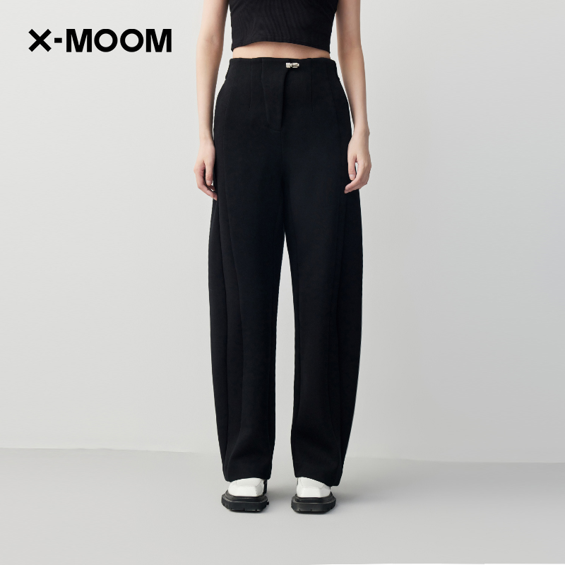 X--MOOM弧形分割状态款梭织裤
