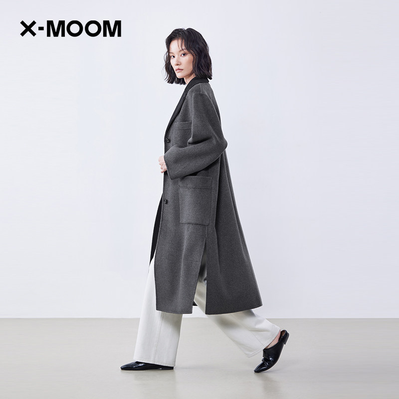 【商场同款】X--MOOM2025冬季新款高级感羊毛大衣羊绒中长呢外套,女装/女士精品,毛呢外套,淘宝优惠券,粉丝福利购,淘宝优惠卷