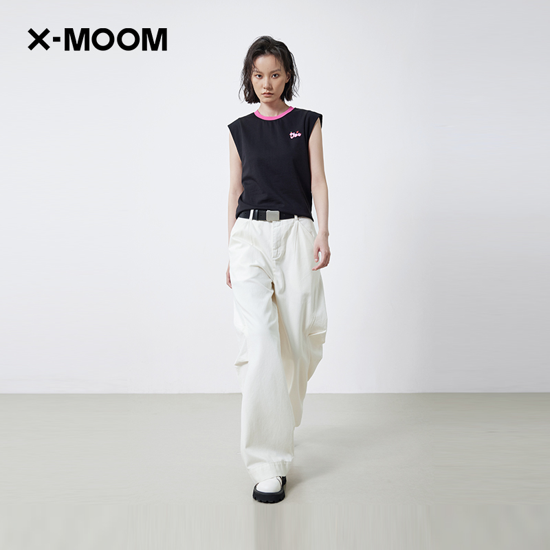 XMOOM趣味小蛇印花撞色领T恤