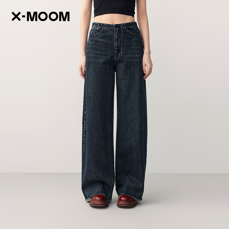 X--MOOM手擦大阔腿香蕉牛仔裤