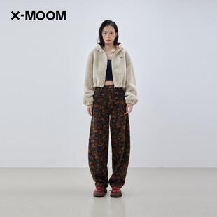 新款 MOOM冬季 软糯颗粒绒宽松显瘦连帽短外套女 商场同款