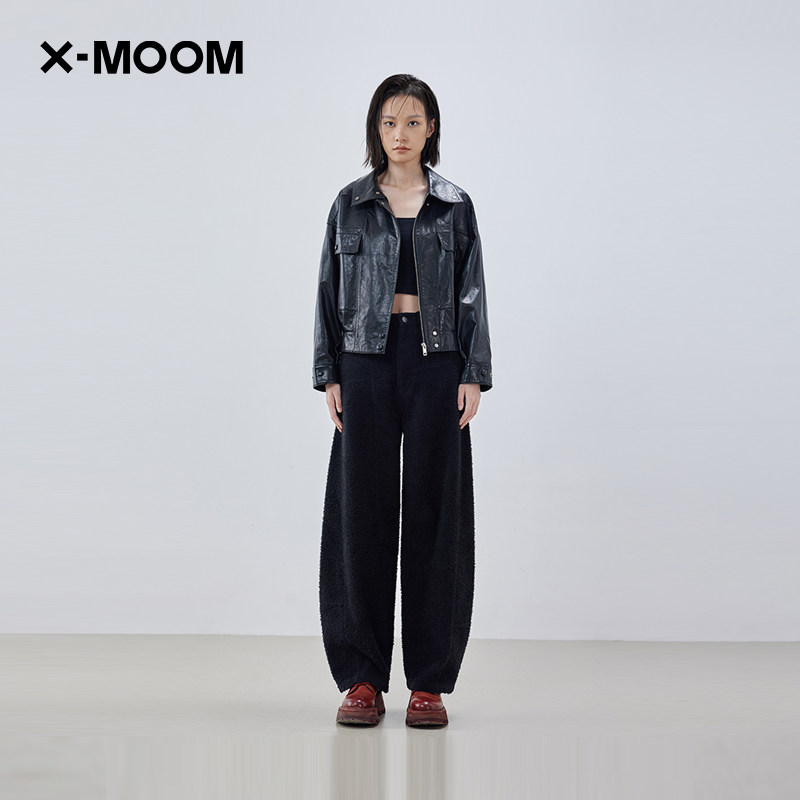 X--MOOM油蜡皮酷帅夹克式皮衣