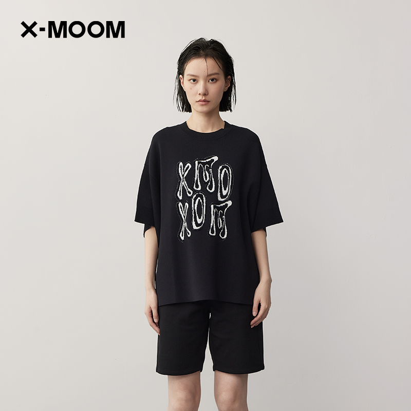 XMOOMLOGO提花针织短袖衫