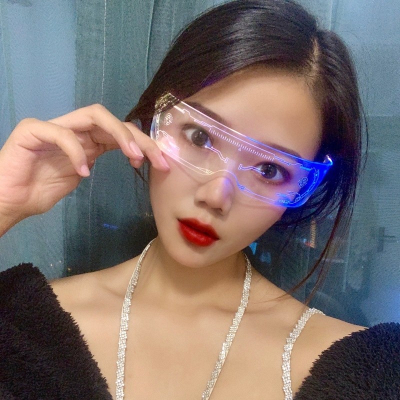 黑科技led七彩科幻酒吧蹦迪二次元未来科技感网红音乐节发光眼镜