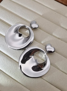 榴莲银饰 DURIAN 通体925银镀铑金大耳钉轻奢极简设计耳环耳饰