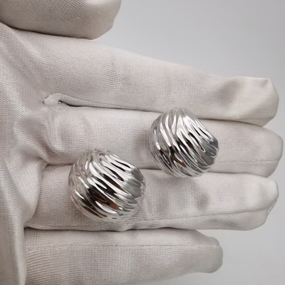 榴莲银饰 DURIAN通体925银镀铑金月牙c形大耳钉肌理感耳环耳饰