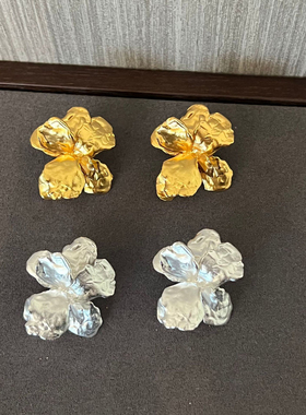 榴莲银饰 DURIAN 通体925银立体花朵大耳钉仙女气质小众设计耳饰