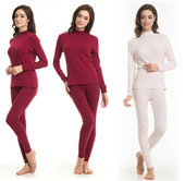 一寸领全棉打底套装 三枪女舒肤纯棉半高领内衣棉毛衫 针织秋衣秋裤