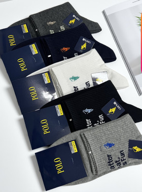 POLO新品秋冬厚情侣男女中高筒棉袜运动休闲无骨防臭学生袜潮3829