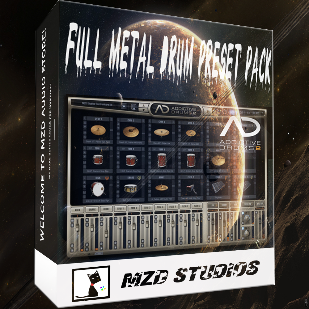 一键混音预设包|Addictive Drums2九套金属鼓音色包 MZD Studios