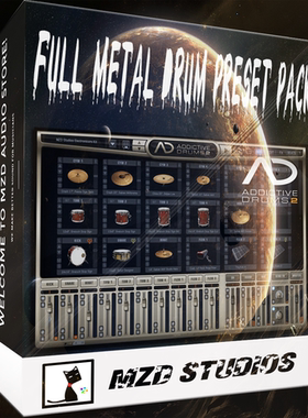 一键混音预设包|Addictive Drums2九套金属鼓音色包 MZD Studios