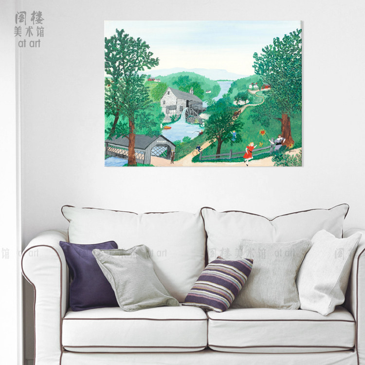 橡树溪 grandma moses摩西奶奶装饰画朴素艺术美式田园乡村疗愈系