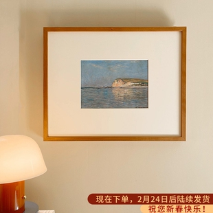 莫奈海边原木奶油风小众艺术挂画法式浪漫客厅餐厅卧室床头装饰画