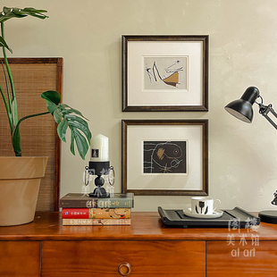 胡安米罗现代简约抽象艺术装饰画中古风卧室玄关壁画客厅沙发挂画