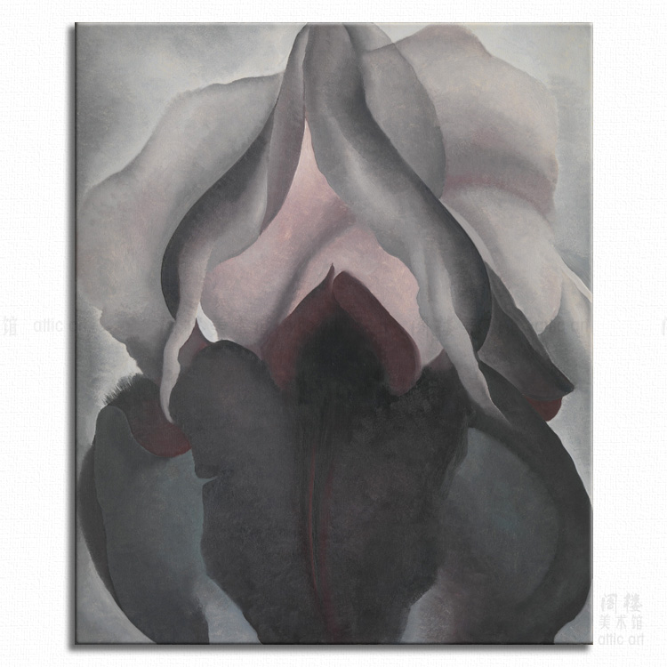 黑色鸢尾花 Georgia O'Keeffe 欧姬芙艺术装饰画客厅书房玄关酒吧图片