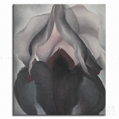 黑色欧姬芙艺术风书房酒吧装饰画