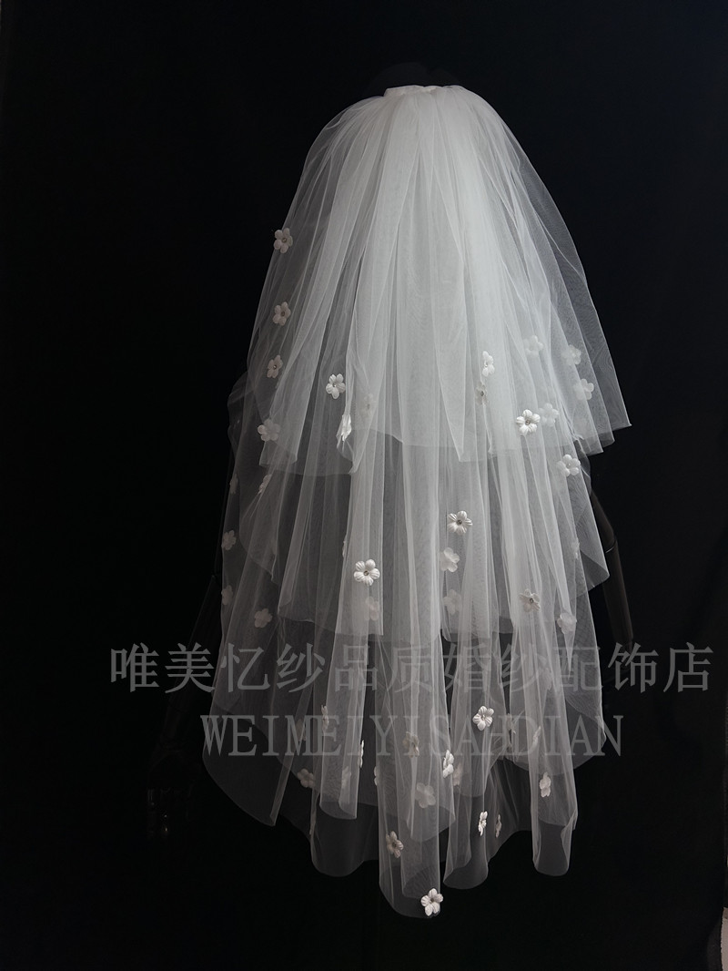 唯美忆纱四层小花头纱蓬蓬