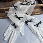 新款 网纱新娘结婚造型影楼礼服配饰 黑色系列蝴蝶结婚纱手套长款