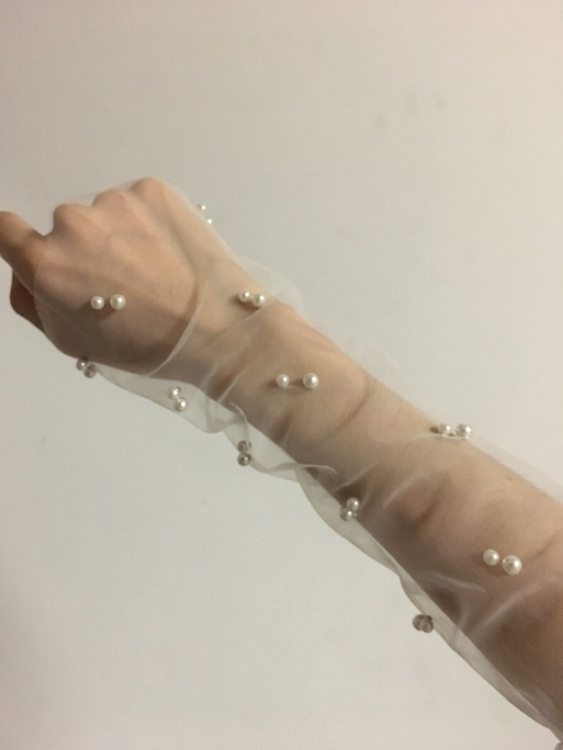 新娘结婚长钉珠子珍珠摄影手套