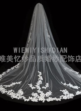 白色婚庆欧美大教堂写真超仙头纱