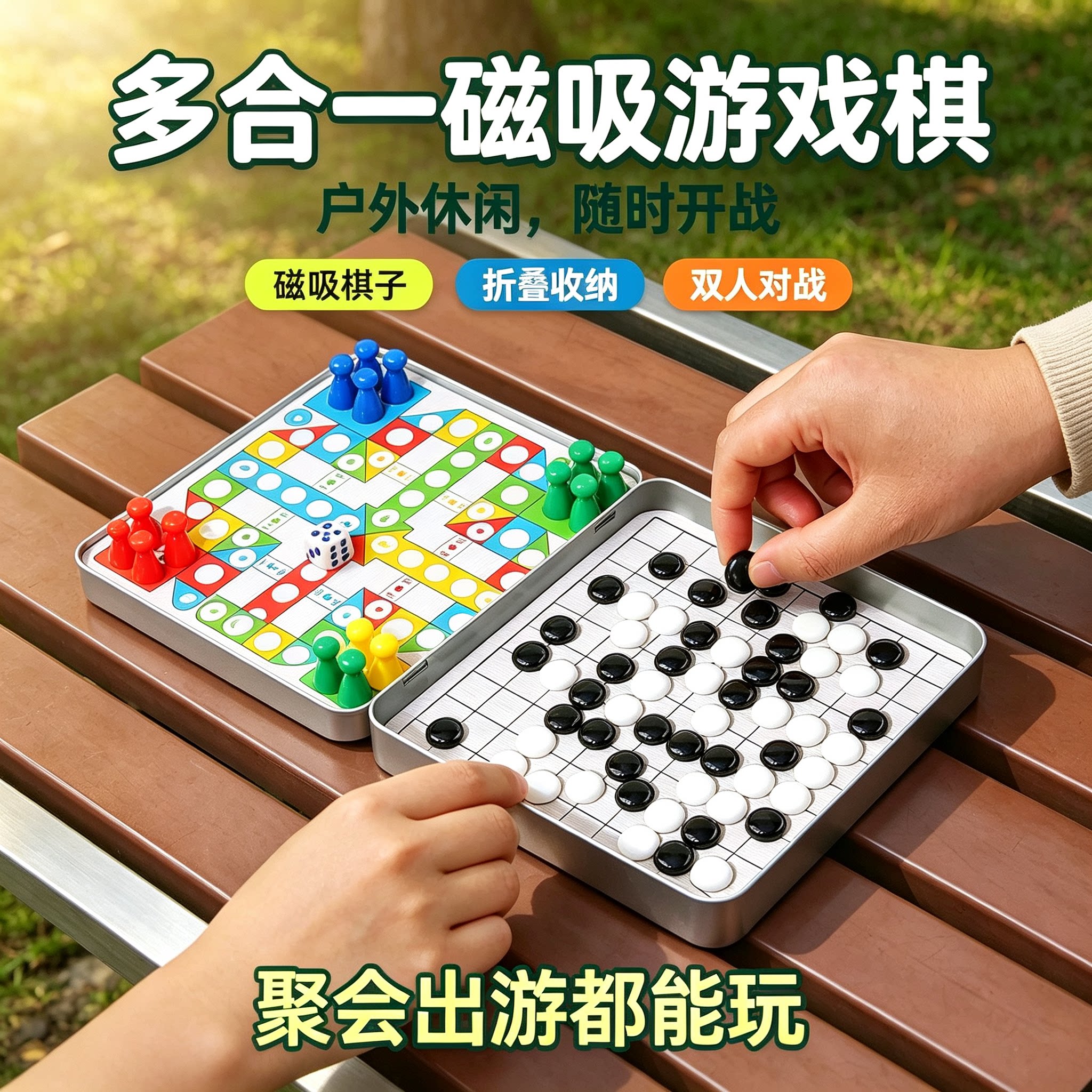 磁吸便携飞行棋五子棋儿童豪华版亲子互动多功能游戏棋盘益智玩具