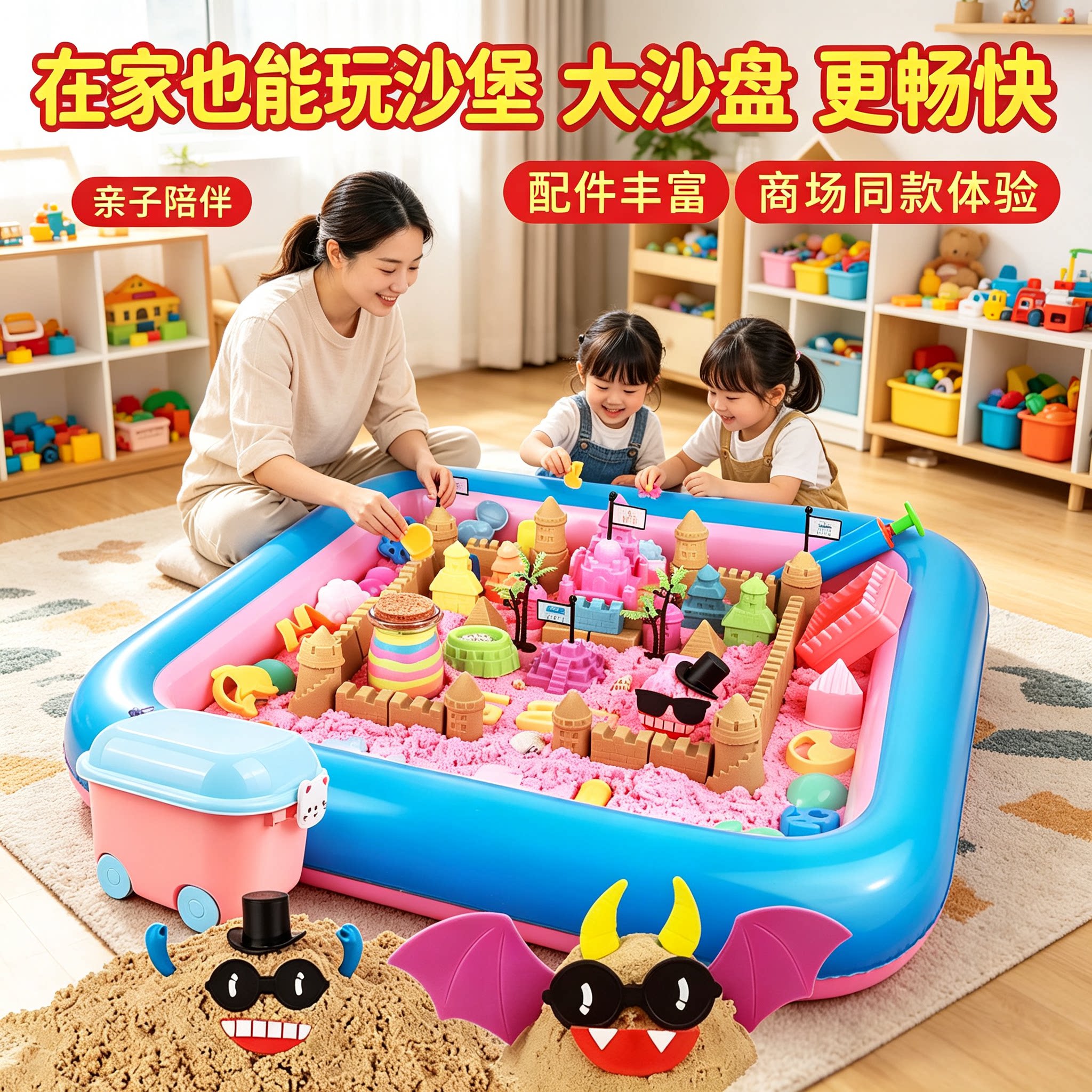 儿童太空沙玩具幼儿园专用彩沙不粘手安全城堡模具魔力沙益智粘土图片