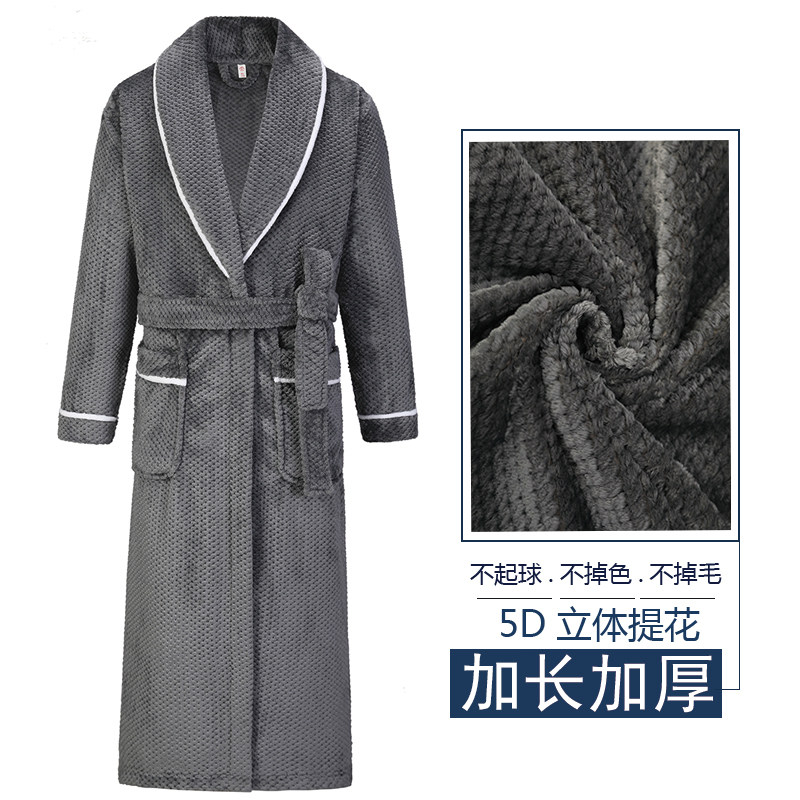 2025冬季情侣睡袍法兰绒加绒保暖洗澡浴袍男大码加长加厚居家睡衣