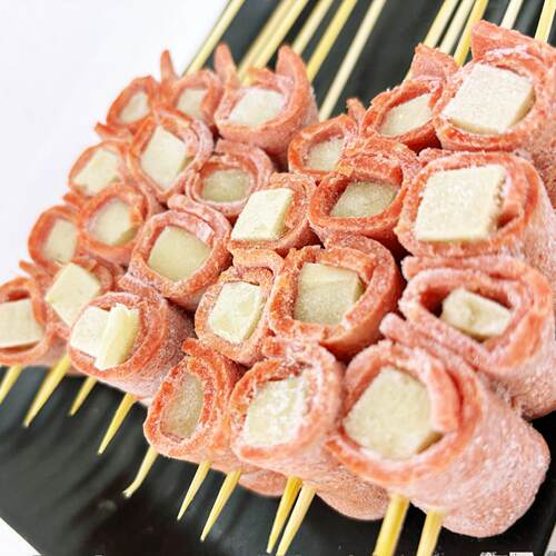 培根豆腐卷雪花培根卷千叶豆腐15串烧烤油炸食材商用批培根卷豆腐