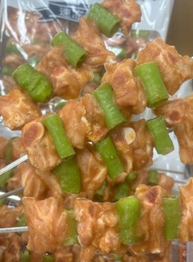 青椒排骨串带骨猪肉串15串烧烤油炸小吃调理腌制排骨串商用批发串