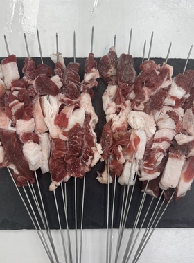 鲜切羊肥瘦手把羊肉串5把*10串烧烤油炸夜市小吃商用批发羊肉小串