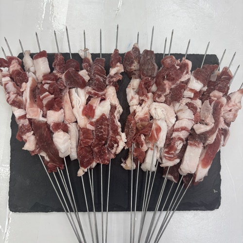 鲜切羊肥瘦手把羊肉串5把*10串烧烤油炸夜市小吃商用批发羊肉小串