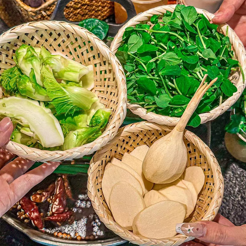 竹编圆筐青菜蔬菜拼盘213456果盘