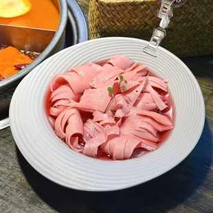 密胺仿瓷草帽形盘子商用创意特色商用个性火锅店鸭肠黄喉专用餐具