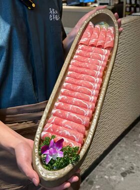 老北京涮肉火锅店肥牛羊肉卷餐具