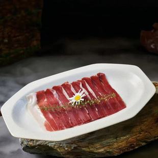 陶瓷长方八角形盘山野风火锅店雪花肥牛片餐具创意竹笋午餐肉盘子