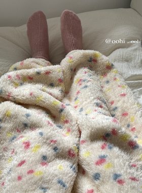 萌晕了！奶fufu彩色点点保暖睡裤～加绒加厚珊瑚绒家居裤长裤少女