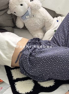 闺见我穿直接拿走咯~春夏薄款碎花直筒睡裤日常百搭家居休闲长裤