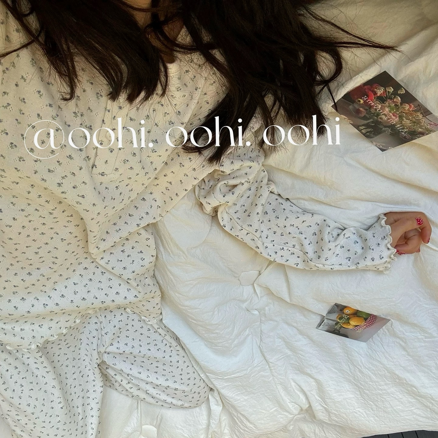 泰清新甜妹啦!少女田园小碎花圆领开衫木耳边睡衣睡裤居家服套装