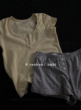 好看鼠啦!无脑冲!我当居家服穿咯~圆领纯色螺纹短袖甜辣t恤上衣女