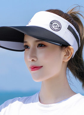 百搭遮阳帽女夏季防晒大沿空顶帽