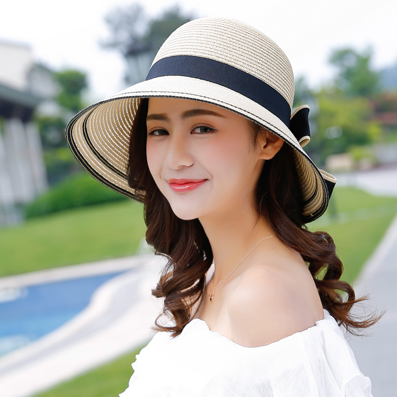 韩版潮太阳帽子女夏天沙滩海边遮阳女防晒草帽旅游休闲百搭小清新
